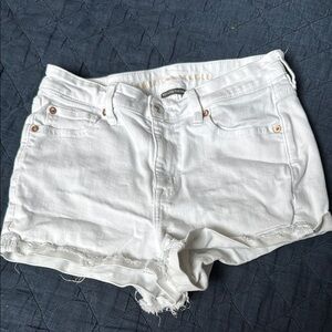 American Eagle Outfitters White Jean Shorts Distressed High-Waisted